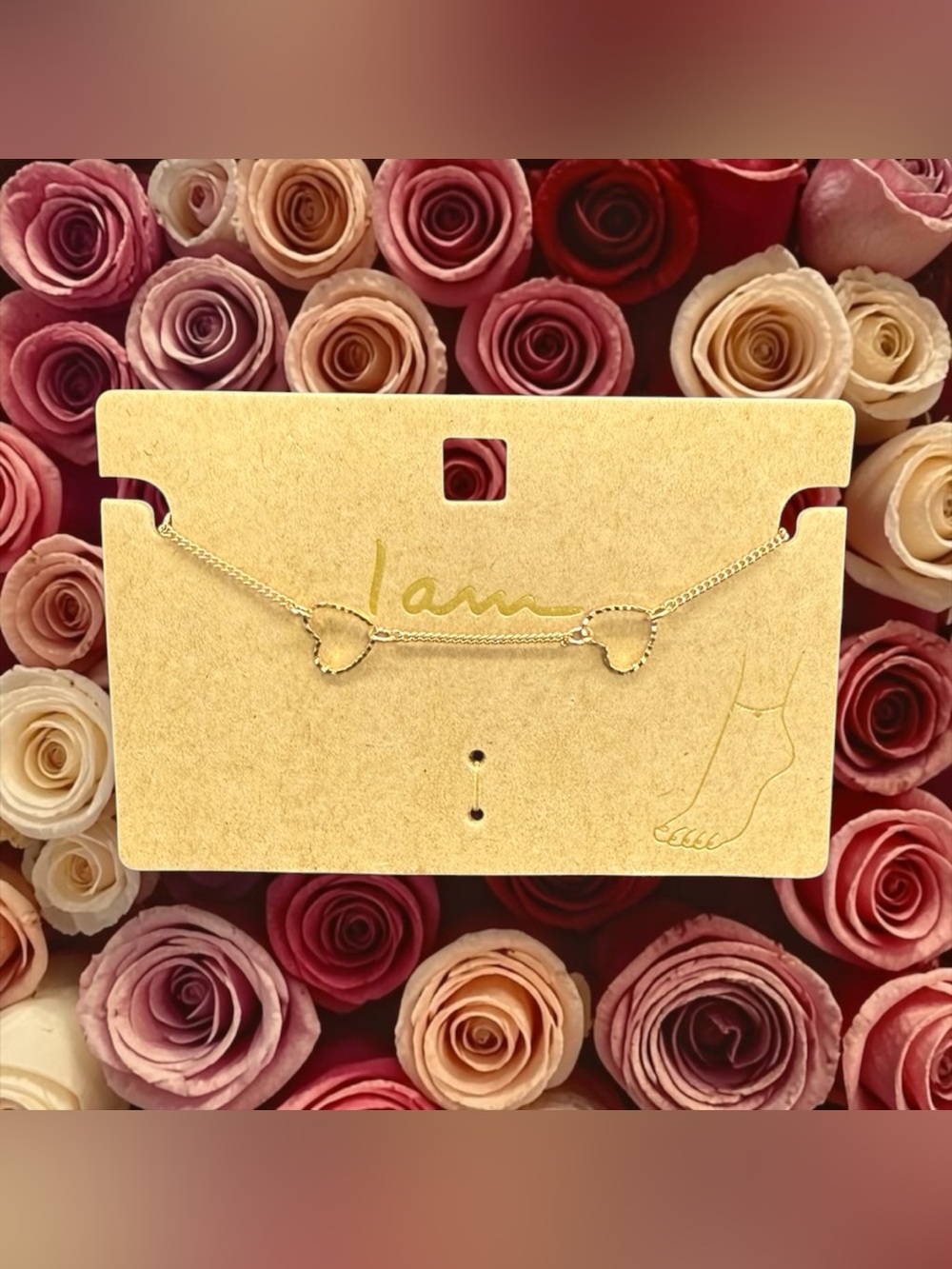 💛I AM💛Delicate Heart Gold-Tone Anklet/NIP